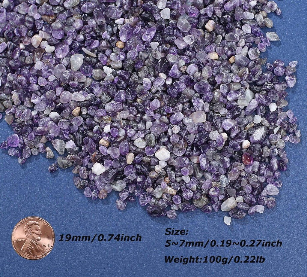 LAIDANLA Amethyst Crushed Stone Crystal Chips Bulk Natural Gemstones Healing Reiki Crystals Mini Quartz Vase Filler Aquarium Gravel 100g