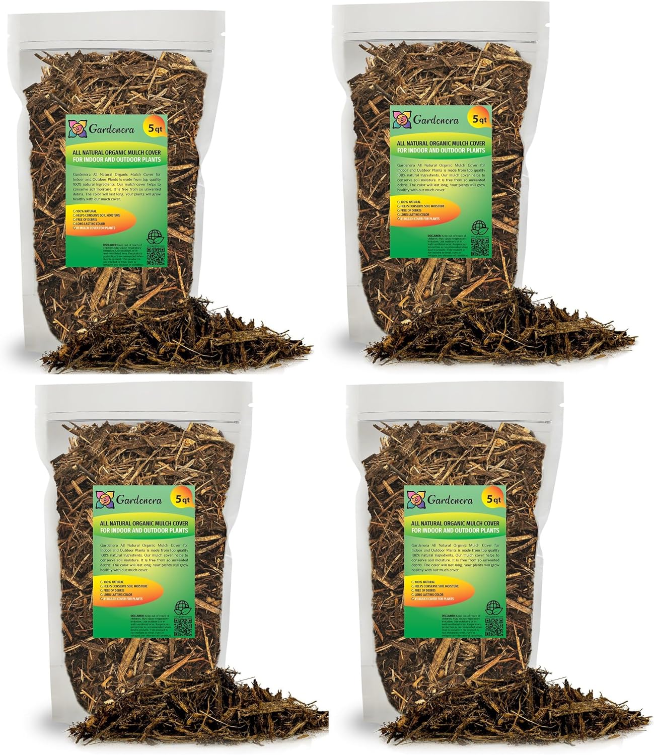 Gardenera Organic Natural Mulch Cover - Create an Eco-Friendly Garden with Natural Weed Control - 20 QUARTS