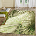Liora Manne Marina Indoor/Outdoor Power Loomed Synthetic Blend Low Profile Area Rug - Transitional Graphic Botanical Beach Colorful (Palm Fan Green) (4'10" x 7'6")