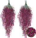 RECUTMS 4 pcs Hanging Fake Plants Flowers Artificial Decor Artificial Hanging Plants Fake Vines with Fake Flowers Fake Plants for Bedroom Aesthetic Wall Hanging Decoration（Fuchsia）