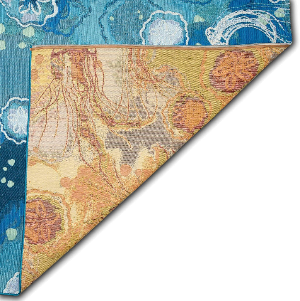 Liora Manne Marina Indoor/Outdoor Power Loomed Synthetic Blend Low Profile Area Rug - Contemporary Graphic Coastal Beach Colorful (Jelly Fish Bloom) (8'10" x 11'9")