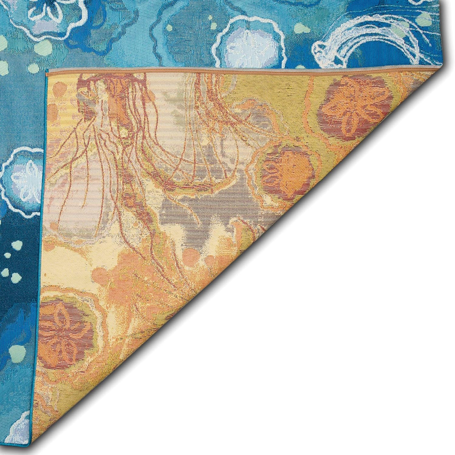 Liora Manne Marina Indoor/Outdoor Power Loomed Synthetic Blend Low Profile Area Rug - Contemporary Graphic Coastal Beach Colorful (Jelly Fish Bloom) (8'10" x 11'9")