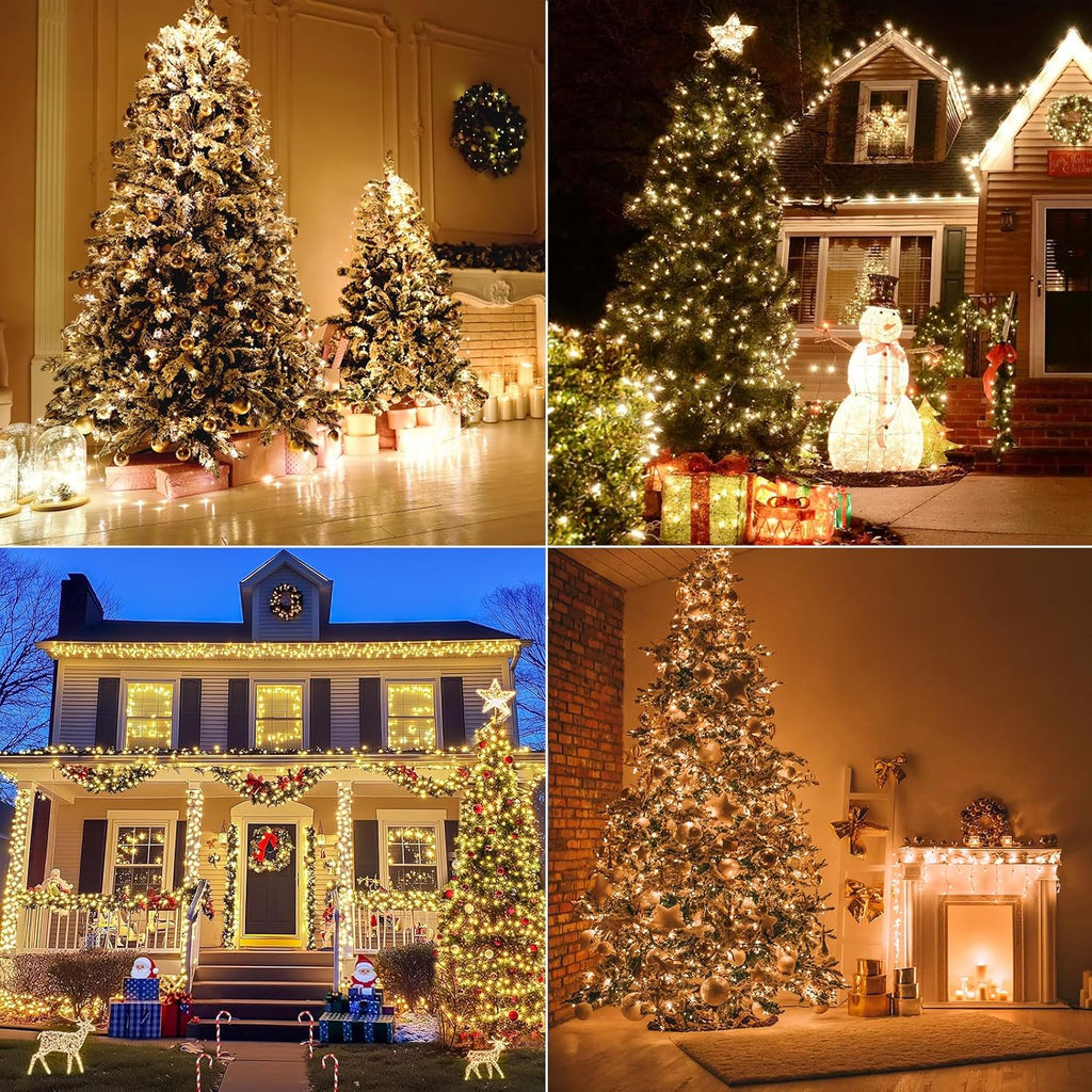 Upgraded 4Pack 280Ft 800 LED Fairy Lights Battery Operated with Remote & Timer, Waterproof Christmas String Lights Outdoor Indoor, Battery Twinkle Lights for Bedroom, Xmas, Parties, Tree, Garden Decor