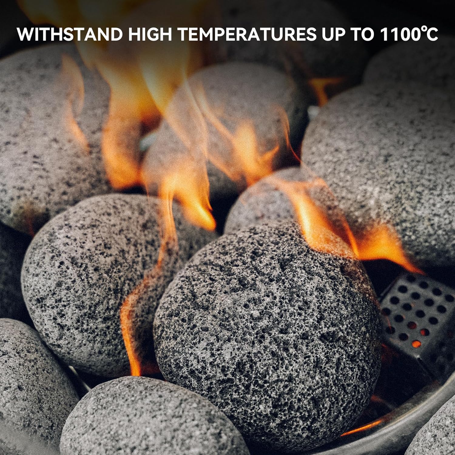Skyflame 3-5 Inch Round Lava Rock Pebbles, 10 Pounds Black Natural Tumbled Stones for Indoor Outdoor Gas Fire Pit|Fireplaces|Garden Landscaping Decoration| Cultivation of Potted Plants