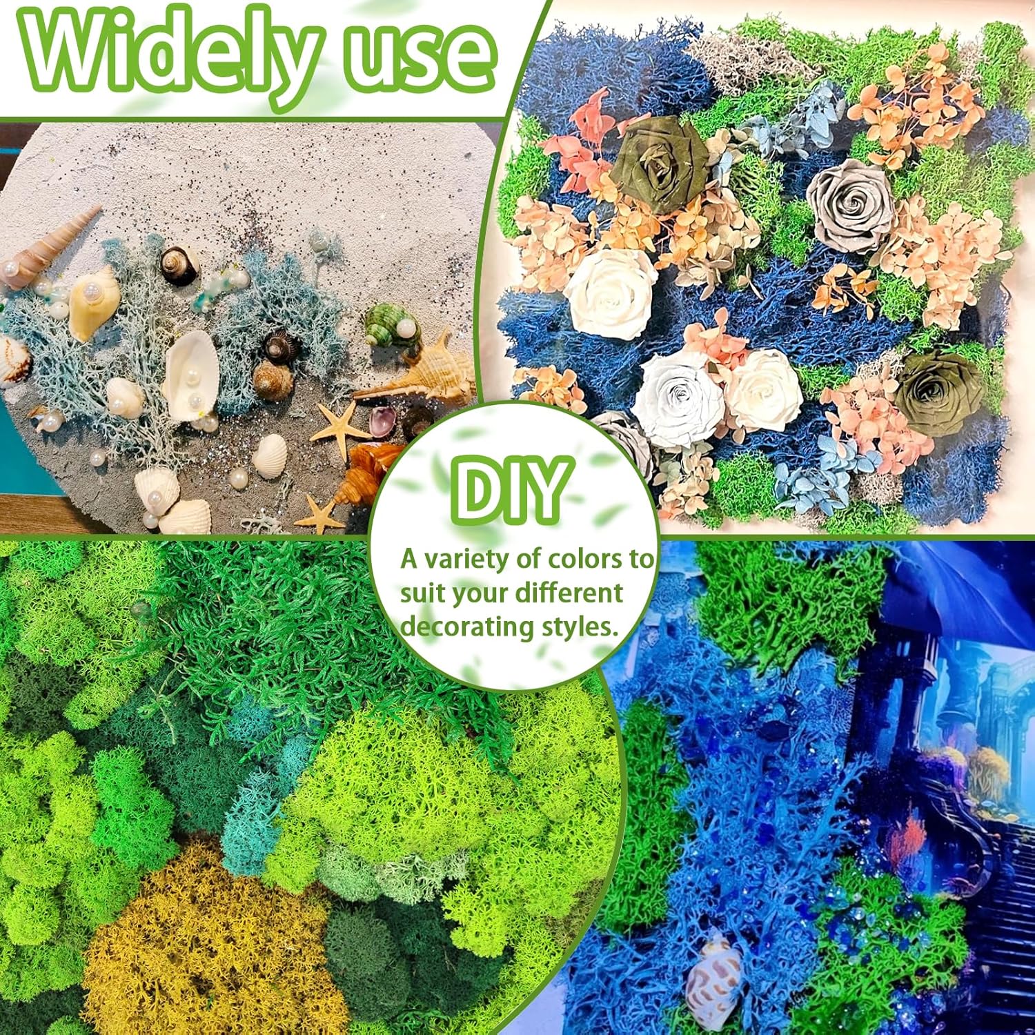 3.5 oz Artificial Moss for Plants Indoor, Fake Preserved Reindeer Moss for Centerpieces Home Decor Potted Plants Crafts Wedding Wall Decor(Yellow)