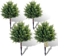 28inch Artificial Cedar Christmas Tree, Norfolk Pine Tree. 4 Sets Faux Cypress Topiary with Spikes Outdoor Christmas Tree Front Porch Decor, Fake Shrubs Planters, Christmas Pot Fillers Urn Filler