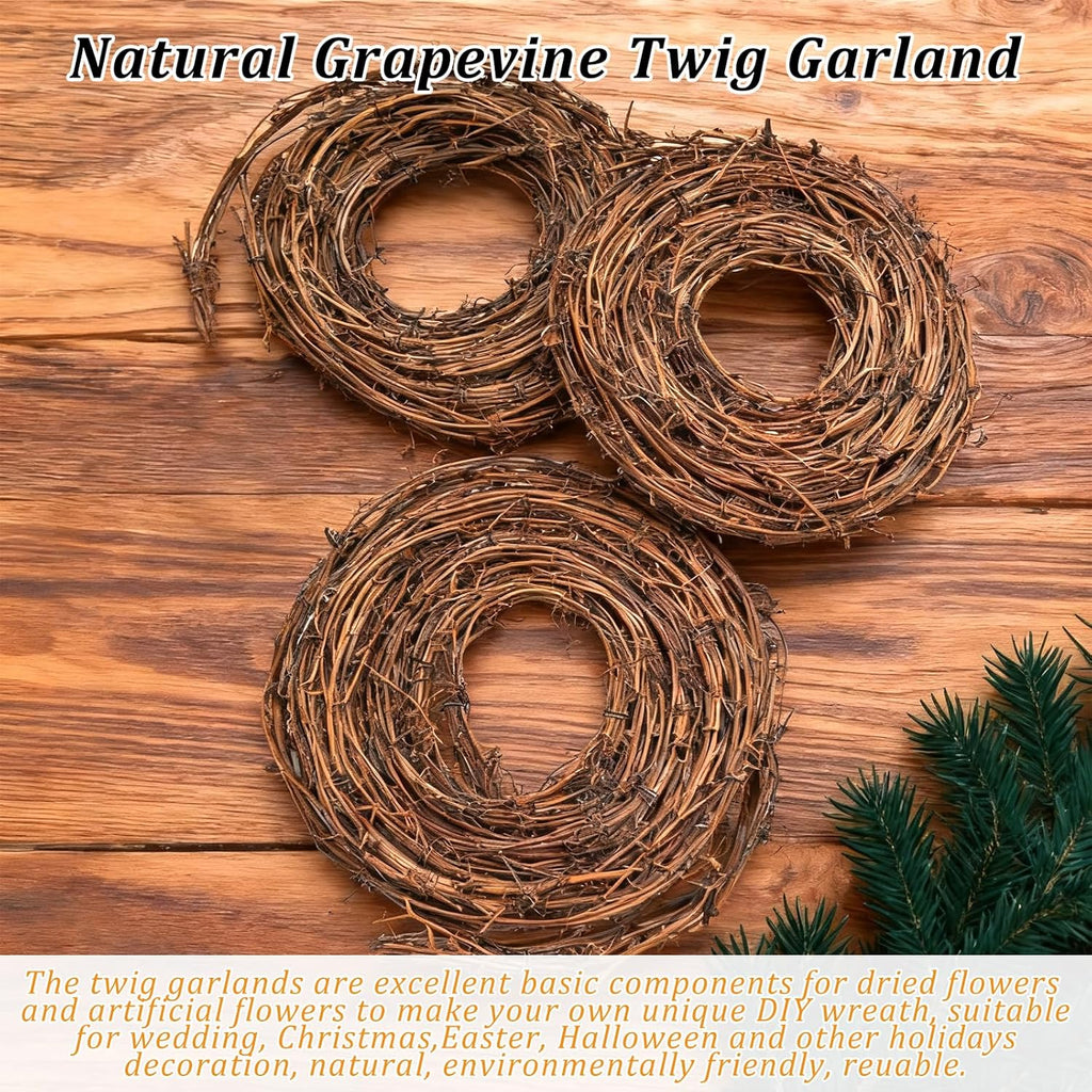 4 Pcs Grapevine Garland - 15 FT Natural Grape Vine Wreath for Crafts DIY Rattan Twig Garland Hanging Vine Wreath for Wedding Christmas Holiday Door Vase Wall Window Home Decor (Total 60FT)