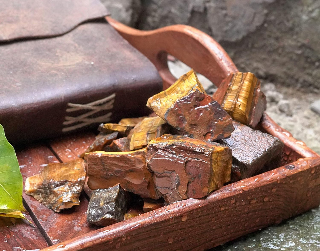 Crocon 1LB Tiger Eye Bulk Raw Rough Rock Natural Stones Tumbling Cabbing for Chakra Stone Balancing Reiki Healing Good Luck Spiritual Meditation Home Interior Office Decor