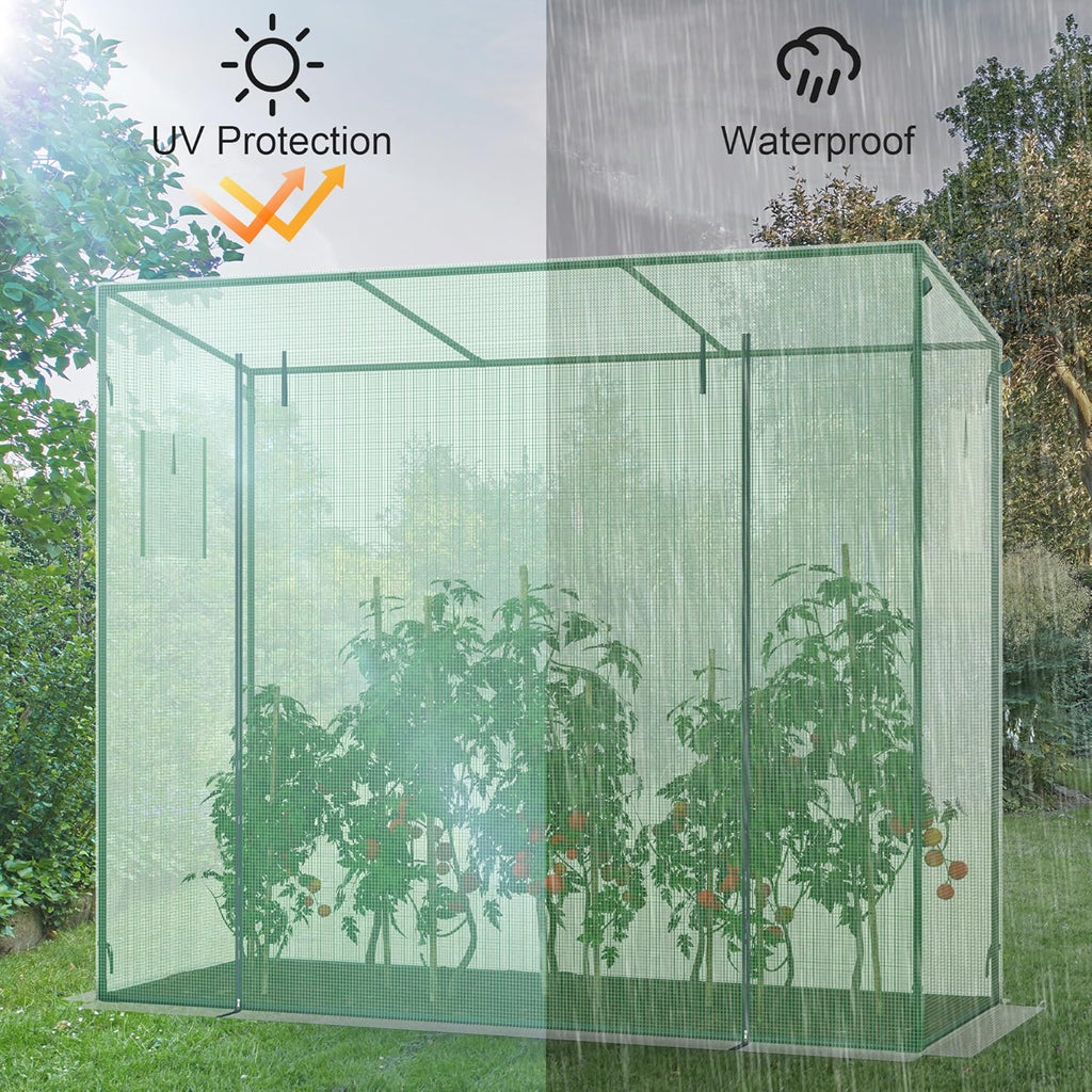 Small Greenhouse for Outdoors, Green House for Winter with Roller Shutter Zipper Door and Window, Thickened PE Cover, Portable Greenhouse for Indoor and Outdoor Plant Growth