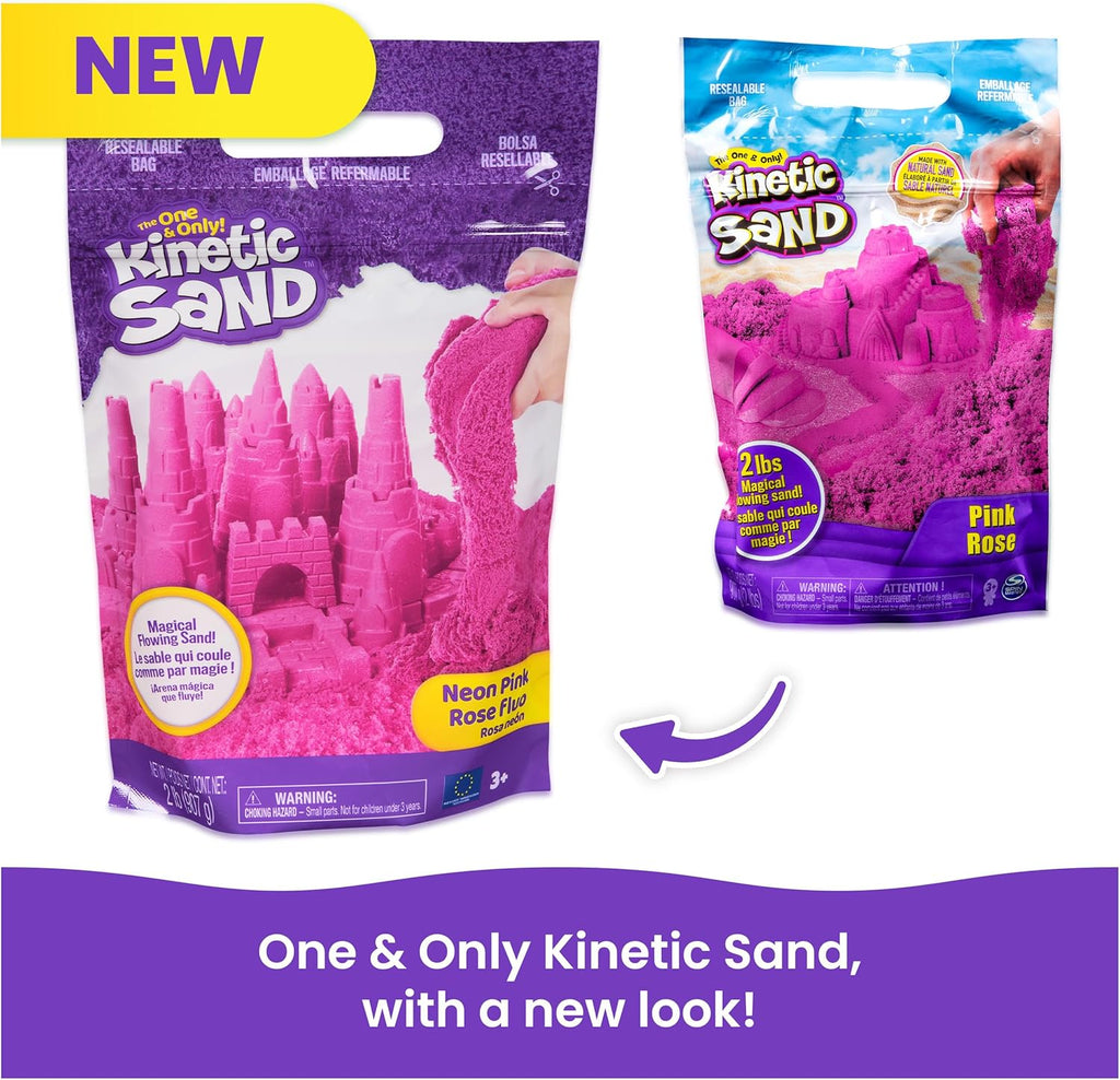 Kinetic Sand, 2lbs Pink Play Sand, Moldable Sensory Toys for Kids, Resealable Bag (Packaging May Vary), Holiday Gifts & Stocking Stuffers for Kids Ages 3 and up
