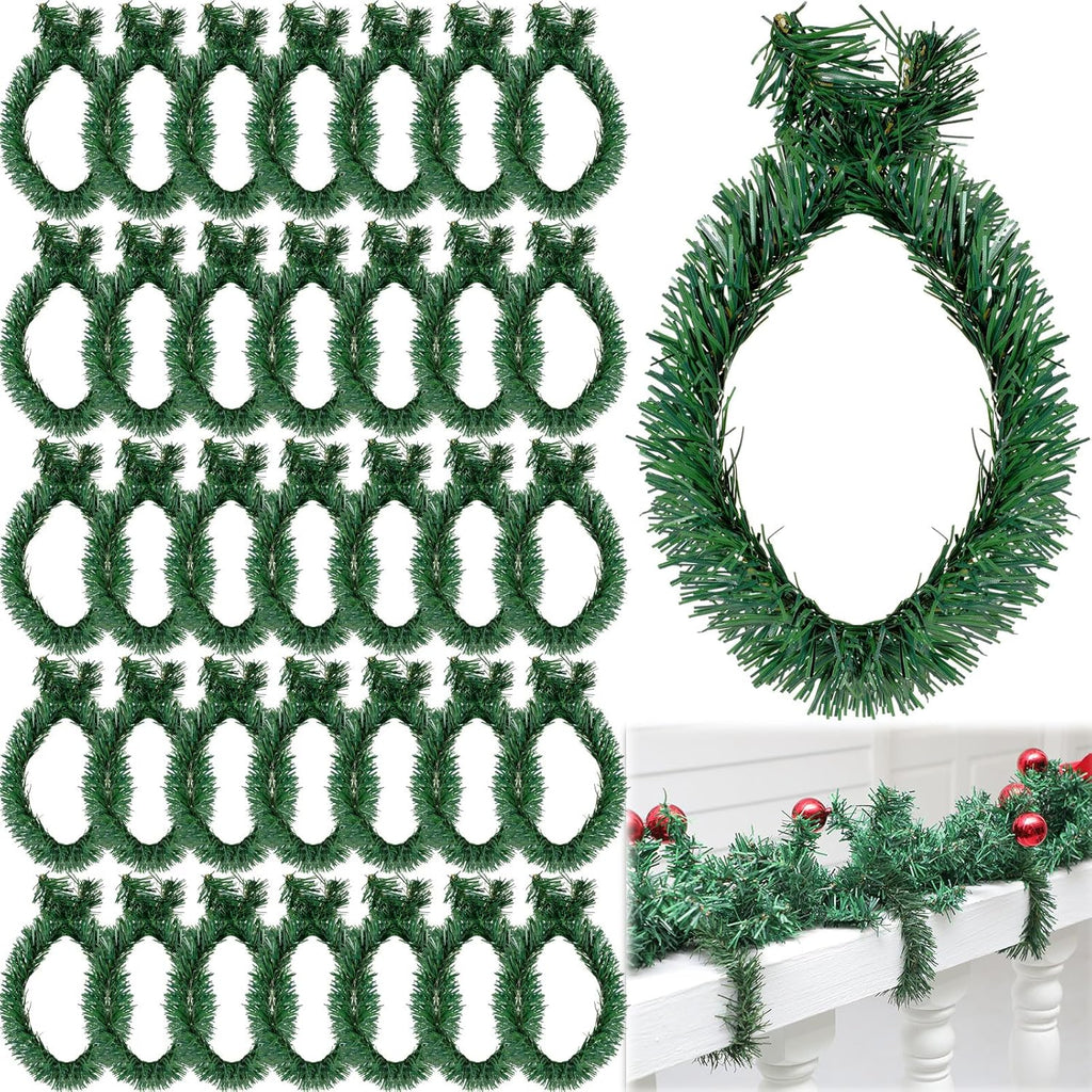 Zhengmy 30 Pcs 20 inch Christmas Garland Ties Artificial Pine Needles Flexible Pine Stems Twist Wired Tree Branches for Christmas Stairs Railing Banister DIY Craft Gift Wrapping