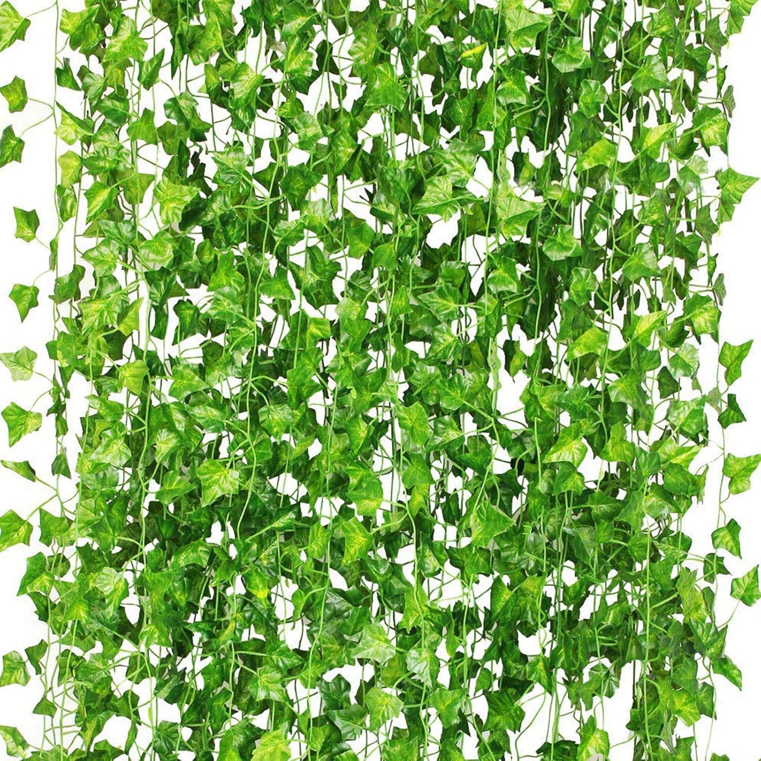 CQURE 120Pack 420Ft Artificial Ivy Fake Vines,Ivy Garland Greenery Garland Fake Hanging Plants Vines Aesthetic Green Leaves for Bedroom Wedding Party Garden Wall Room Decor