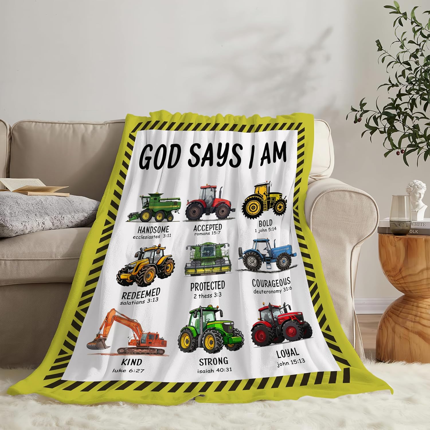 Tractor Throw Blanket Farm Tractor Stuff Gifts for Kids Girls Boys Adults Women Man Soft Cozy Warm Plush Fluffy Fuzzy Fleece Blanket Decor 60''X80''