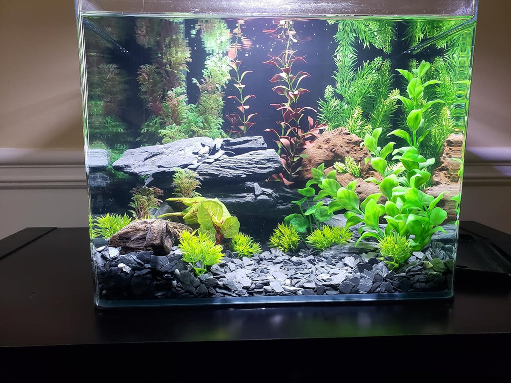 Small World Slate & Stone Aquarium Gravel 14 lbs - Natural Substrate for Aquascaping Planted, Freshwater and Saltwater Tanks - Grey - Gravel Size Approx. 1/4"-1/2" (14 lbs)