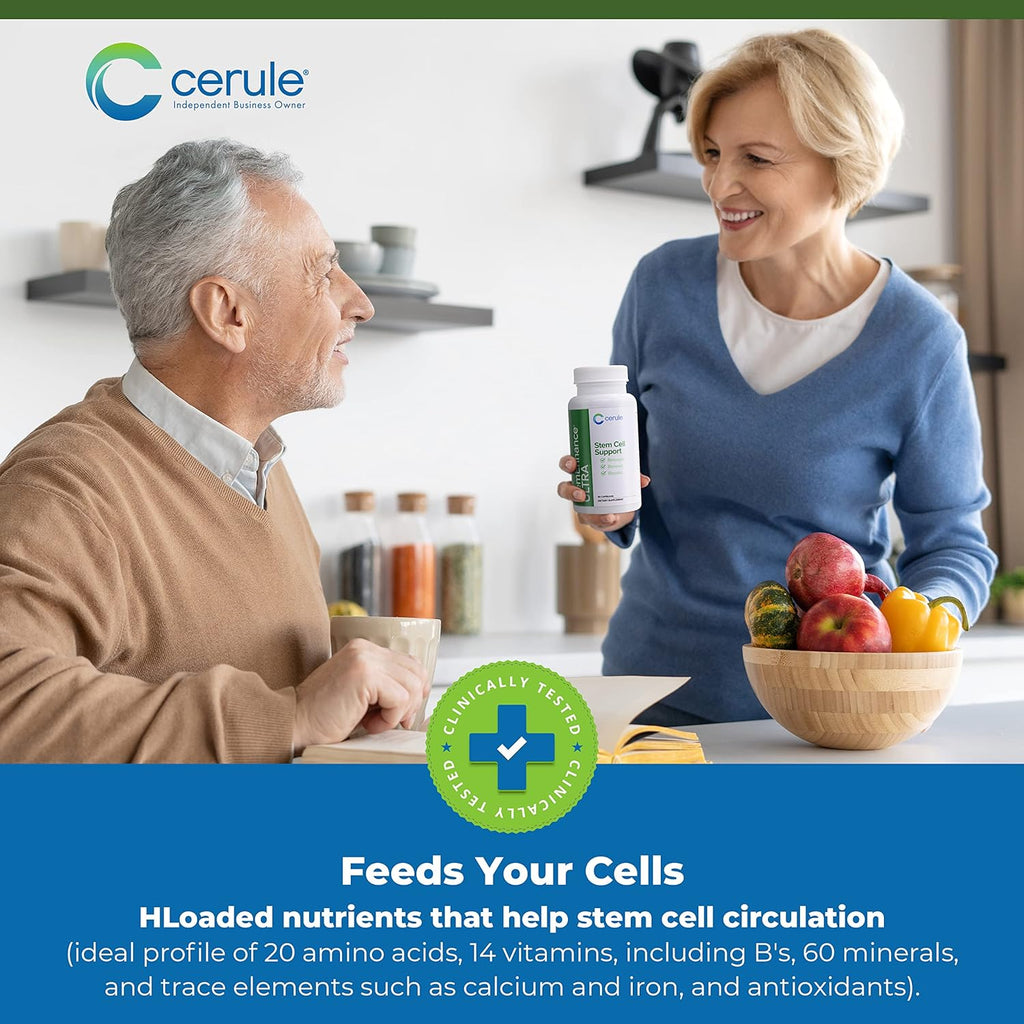 Cerule StemEnhance Ultra Natural Stem Cell Support Supplement – Freshwater Microalgae and Marine Macroalgae Extracts for Cellular Renewal, Immune Function, Energy, and Tissue Recovery – 60 Capsules