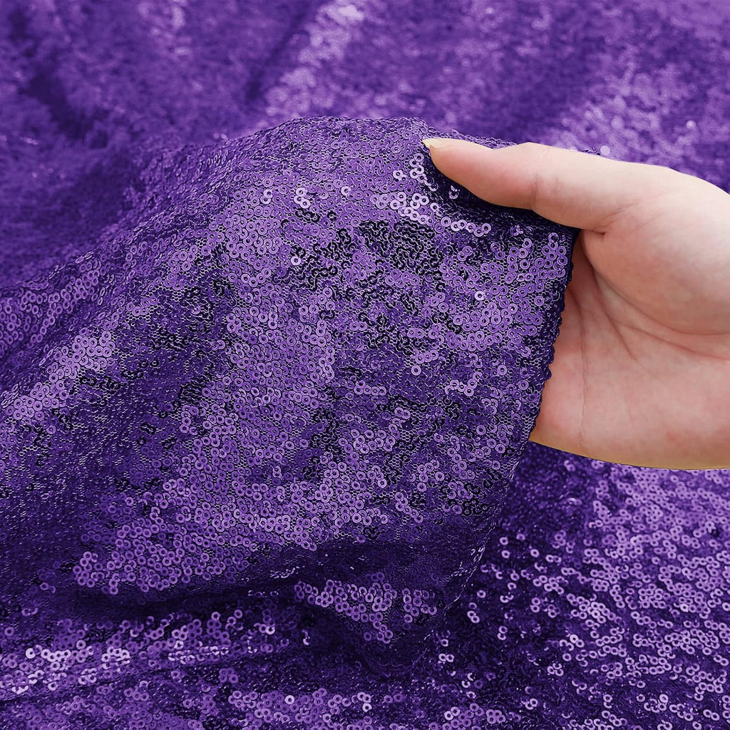 Sugargirl Purple Sequin Backdrop Curtain 4 Panels 2FTx8FT Glitter Purple Background Drapes Sparkle Photography Backdrop for Party Wedding Birthday Wall Decoration