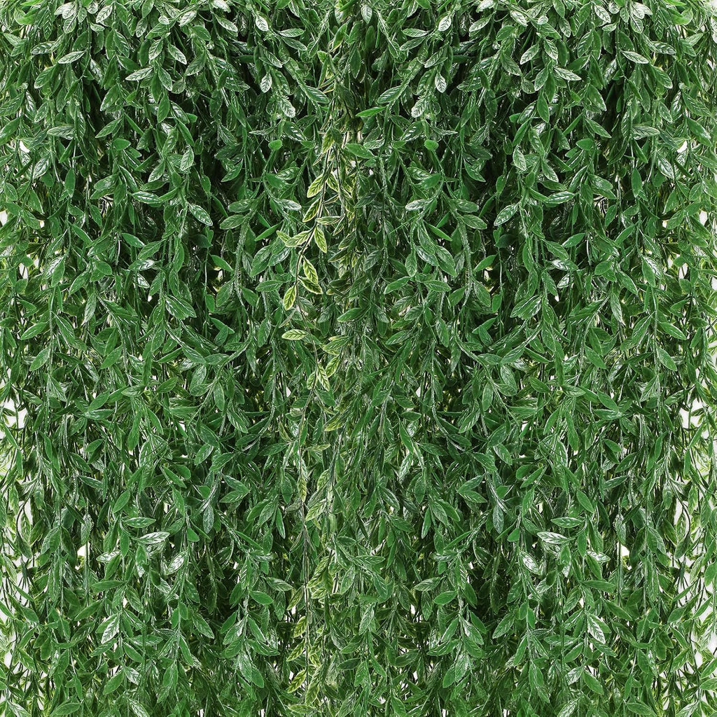 Riceshoot 48 Pcs Artificial Hanging Vines Fake Weeping Willow Leaves Decor Fake Seaweed Artificial Vines Greenery Garland for Wedding Party Backdrop Wall Decor Garden Patio Backyard (Dark Green)