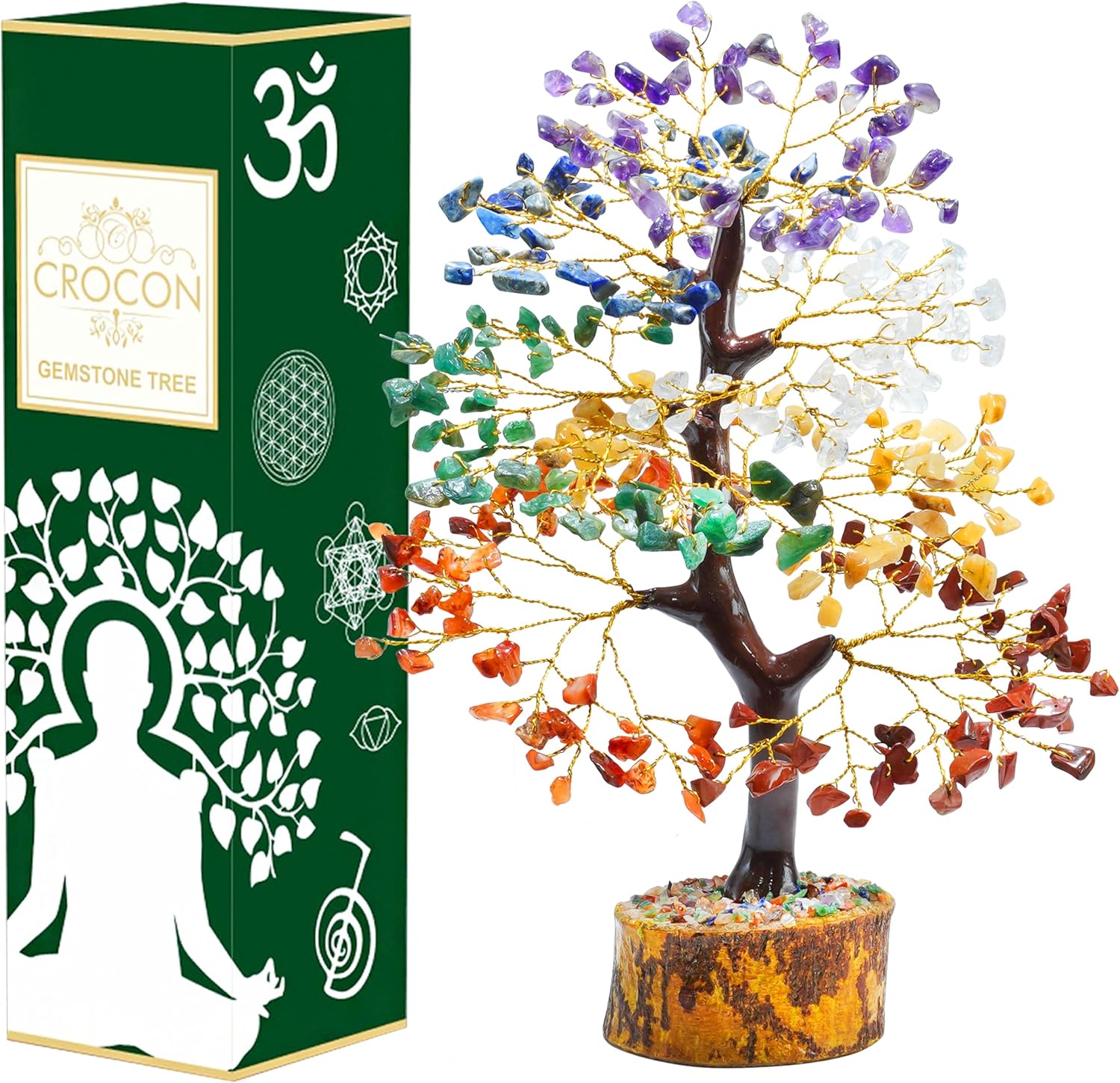 7 Chakra Tree of Life - Crystal Tree for Positive Energy, Attract Good Luck Mothers Day Feng Shui Money Bonsai - Gemstone Tree, Seven Chakra Healing Stones, Home Decoration Gift