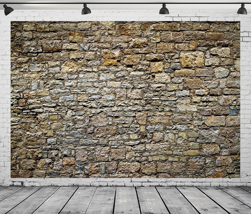 12x8ft Fabric Rock Stone Wall Backdrop Irregular Stone Texture Ancient Uneven Cracked Rock Nostalgia Photography Background Home Decor Birthday Party Decor Kid Adult Portrait Photo Shoot Props