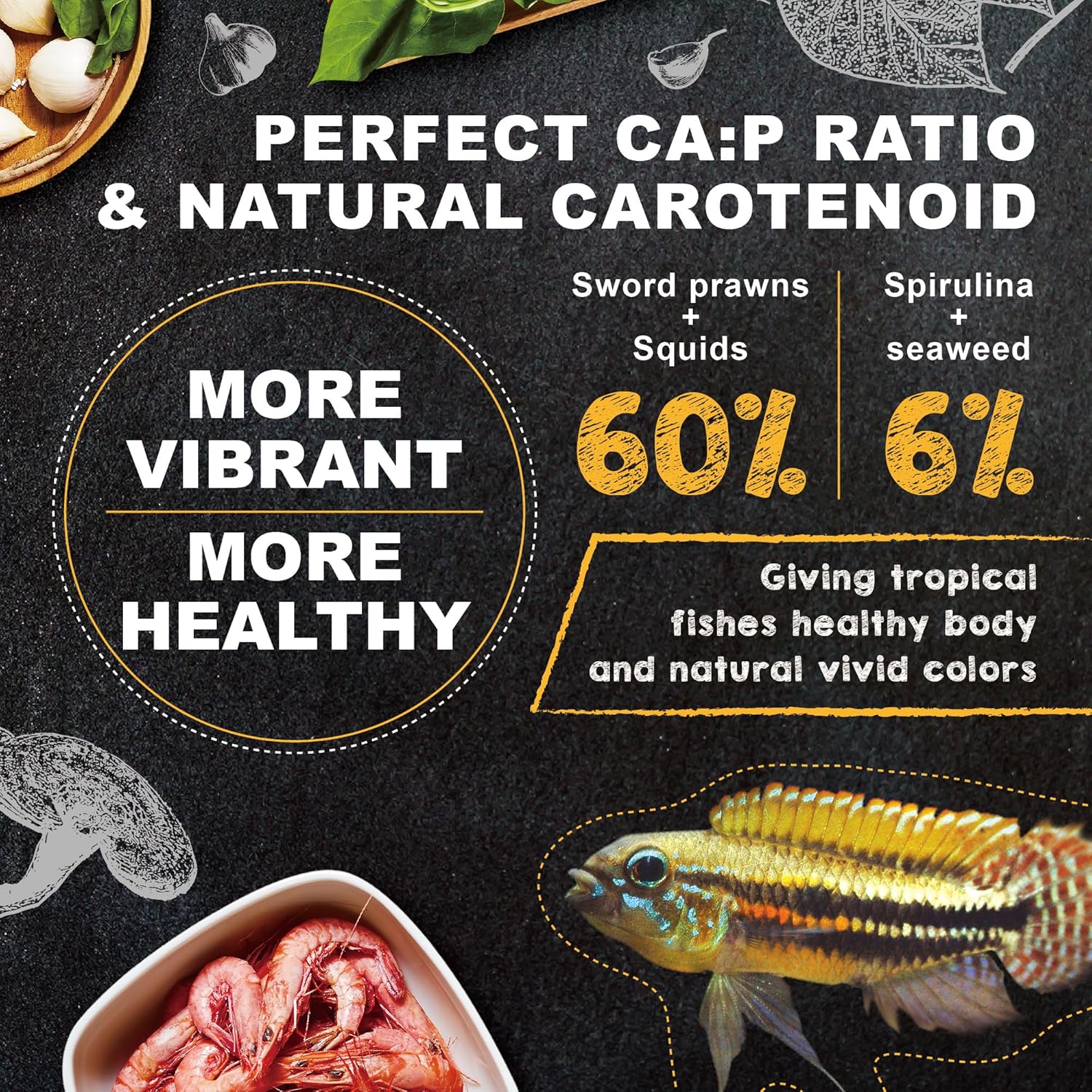 Ultra Fresh Tropical Fish Food, Wild Sword Prawn, Natural Color Enhancement, Slow Sinking Pellet for Discus, Angelfish, Medium Sized Cichlids and Fish, Tropical Excellent Bits 4.6 oz