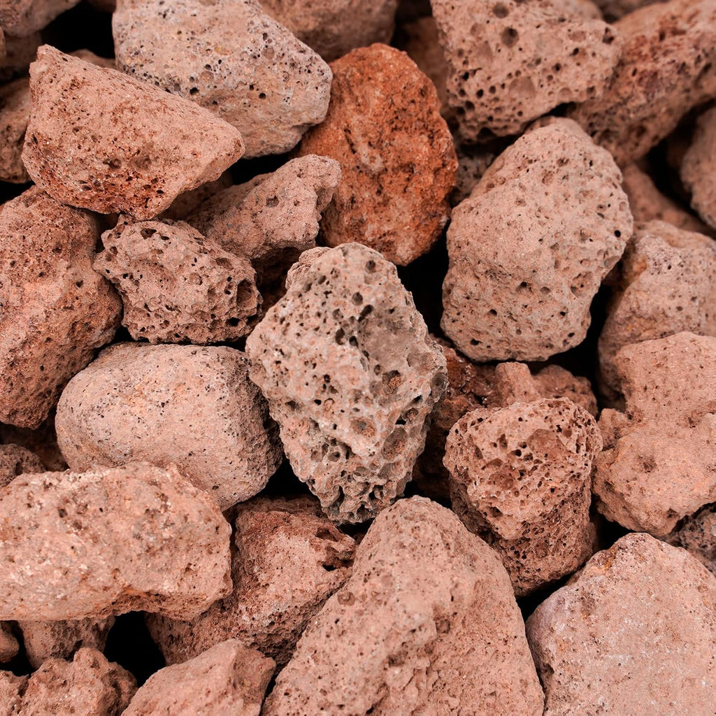 Onlyfire Red Lava Rock 10 Pounds Volcanic Lava Stones for Indoor Outdoor Fire Pits Fireplaces Gas Grill and Landscaping, 0.8-1.2 Inch