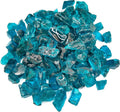 TWINKLING High Luster Fire Glass Gravel Stone,Broken Glass,Fire Pit Glass,Crushed Glass for Fireplace Pit Aquarium Garden Decoration,1-3cm,2-Pound Jar (Turquoise)