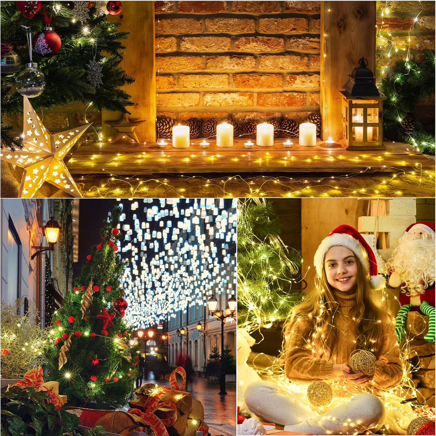 LAMPHOME Fairy Lights Plug in, 33Ft 100 LEDs Waterproof Twinkle Firefly Lights, Adaptor Included, Starry String Lights for Wedding Indoor Outdoor Christmas Patio Garden Decoration, Warm White