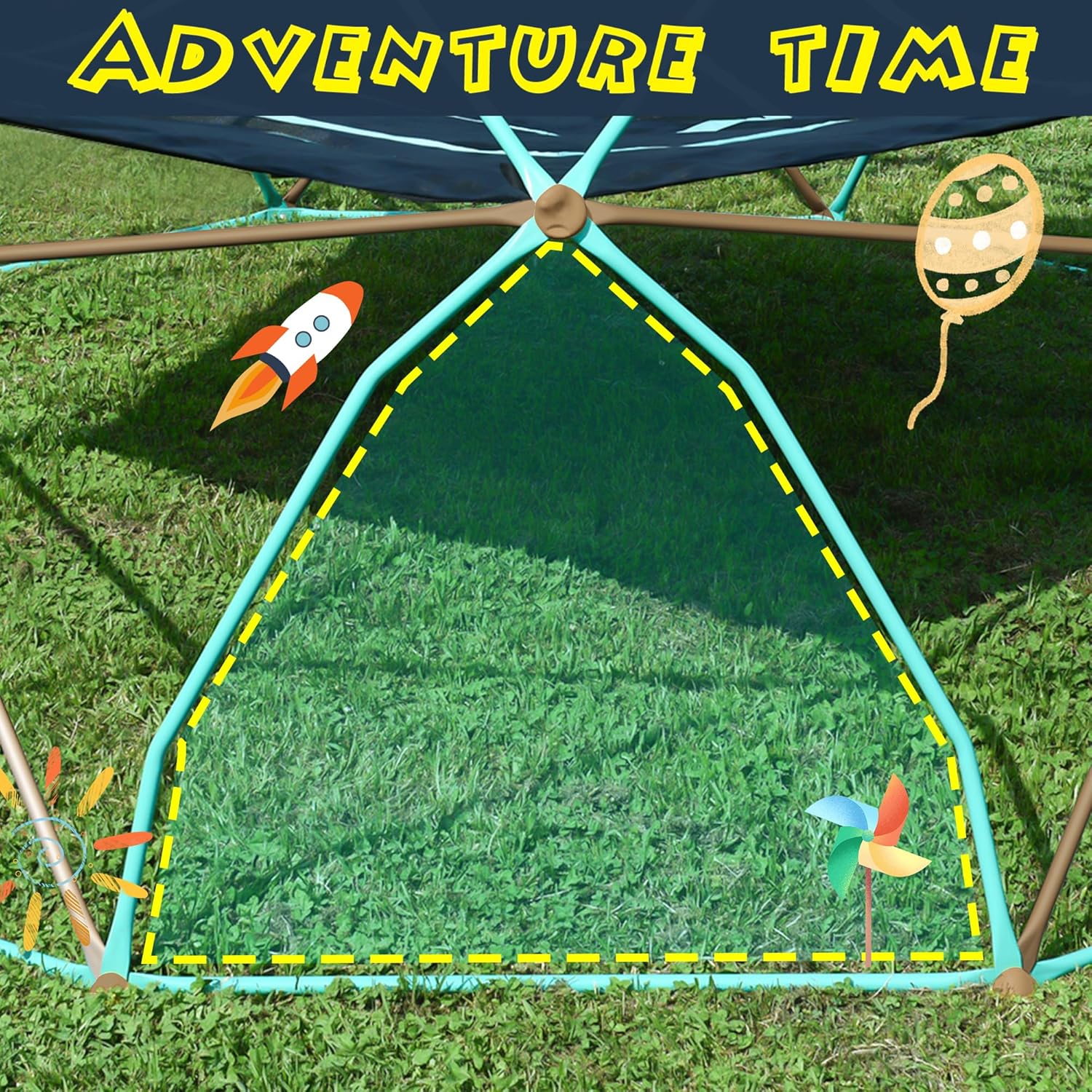 Merax 13FT Climbing Dome with Hammock, Outdoor Geometric Dome Climber Play Center for Kids 3-10 Supporting 1000 lbs, Easy Assembly Jungle Gym