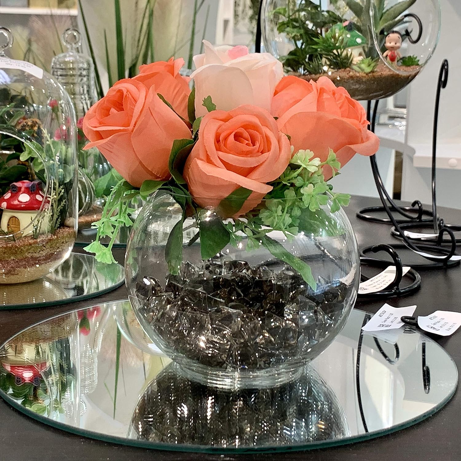WGV Bowl Glass Vase, Diameter 6", Height 4.5", Open Width 4", (Multiple Sizes Choices) Clear Bubble Planter Terrarium Fish Bowl for Wedding Event Home Decor, 1 Piece (VBW0006A)