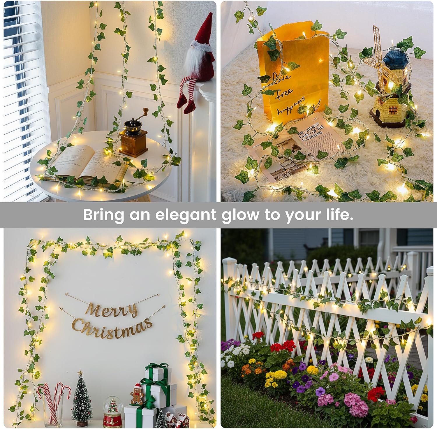 Vine with Fairy Lights, 23 FT 73 LED Ivy Leaf Lights Indoor Plug in, Fake Vine String Lights for Bedroom, Dorm, Wall, Party, Garden, Birthday, Wedding, Room Decor, Warm White