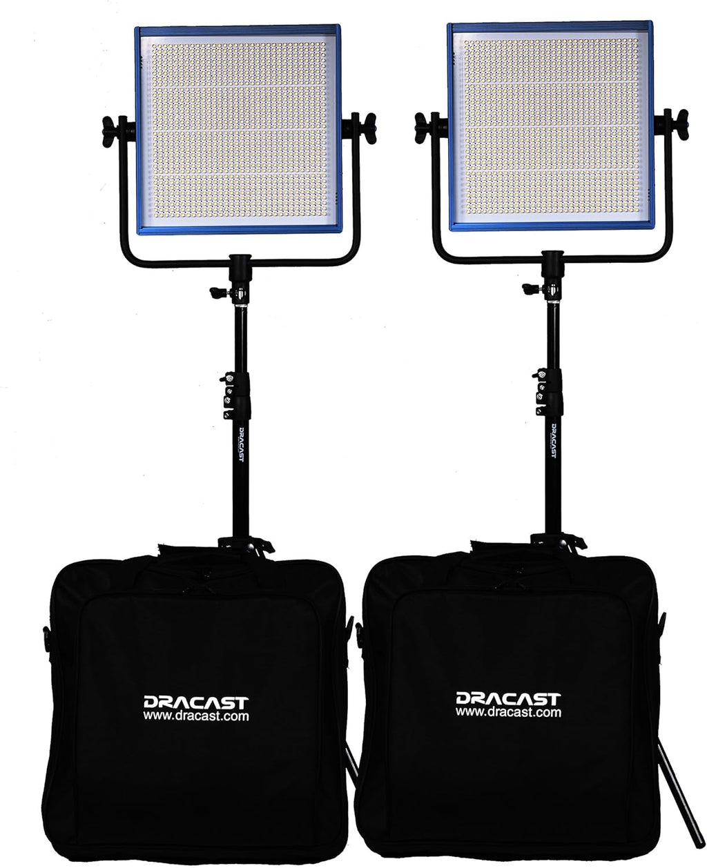 Dracast Pro Series LED1000 Bi-Color LED 2 Light Kit with V-Mount Battery Plates and Light Stands