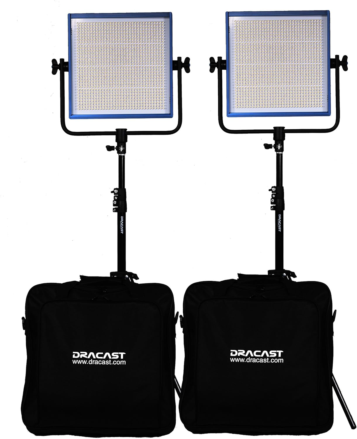 Dracast Pro Series LED1000 Bi-Color LED 2 Light Kit with V-Mount Battery Plates and Light Stands