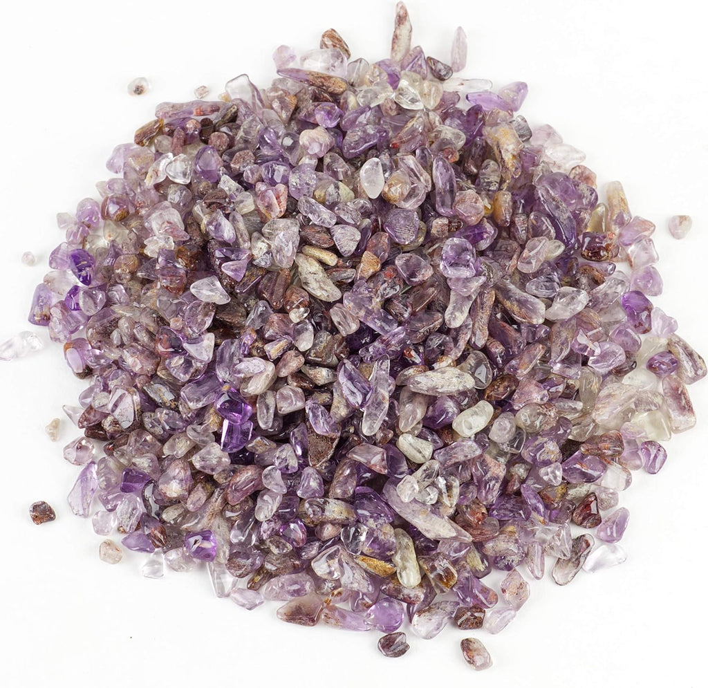 Cherry Tree Collection 1/2 Pound Polished Tumbled Gemstone Chips, Pebbles, Crystal Chips Bulk for Jewelry Making, Healing, Plants, Succulents, Aquariums, Decoration, Chakra (Purple Phantom Quartz)
