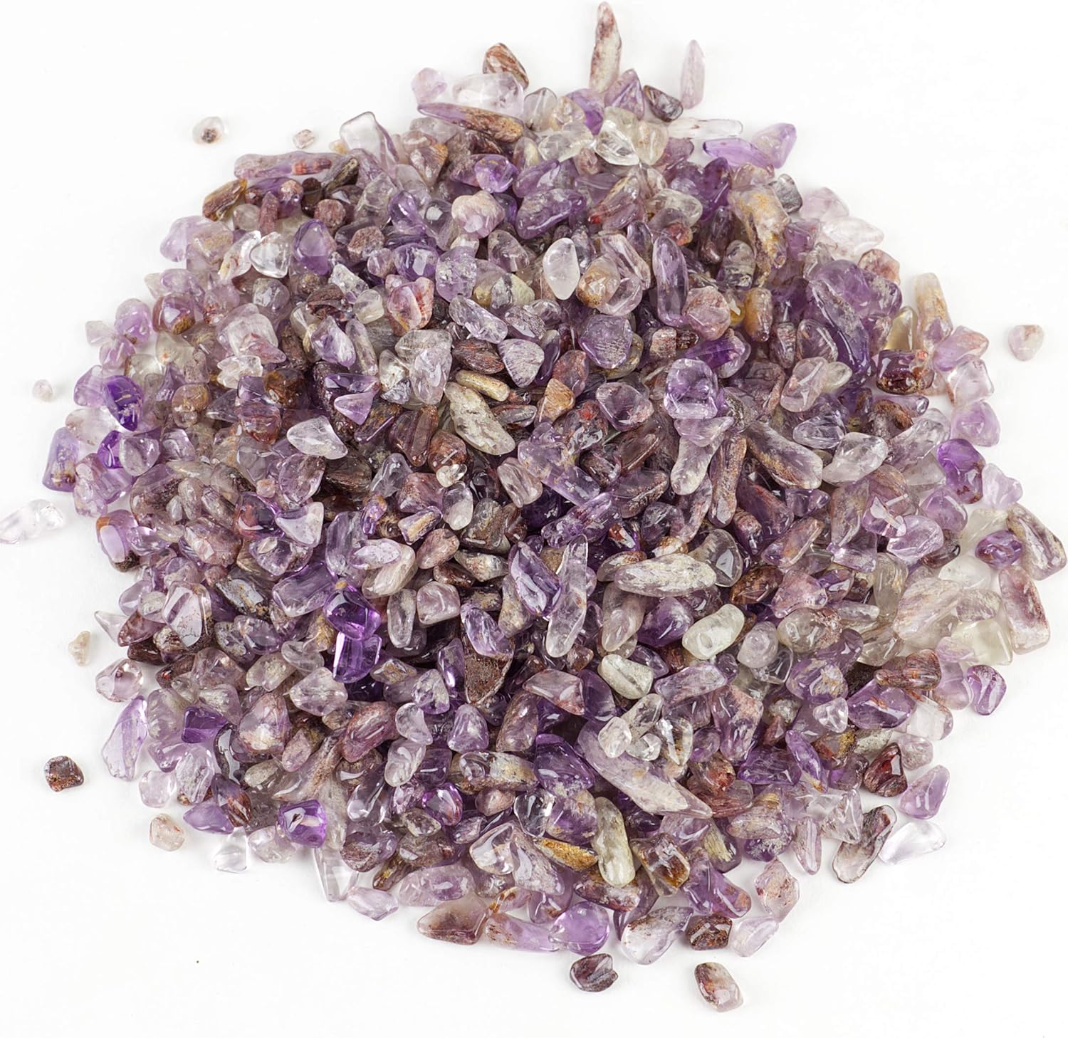 Cherry Tree Collection 1/2 Pound Polished Tumbled Gemstone Chips, Pebbles, Crystal Chips Bulk for Jewelry Making, Healing, Plants, Succulents, Aquariums, Decoration, Chakra (Purple Phantom Quartz)