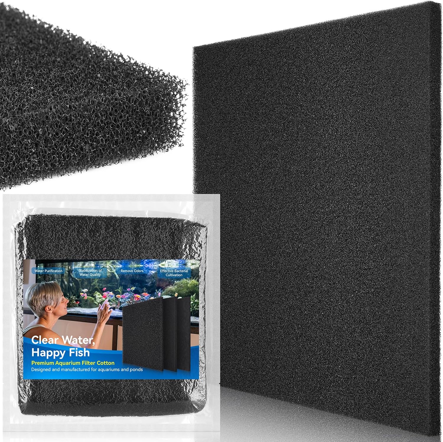 Borlech Aquarium Filter Sponge Pad, Filter Media Foam Sponges, Filter Accessories for Fish Tanks and Ponds (18.5"x18.5"x0.8", 35PPI, 1 Pack)