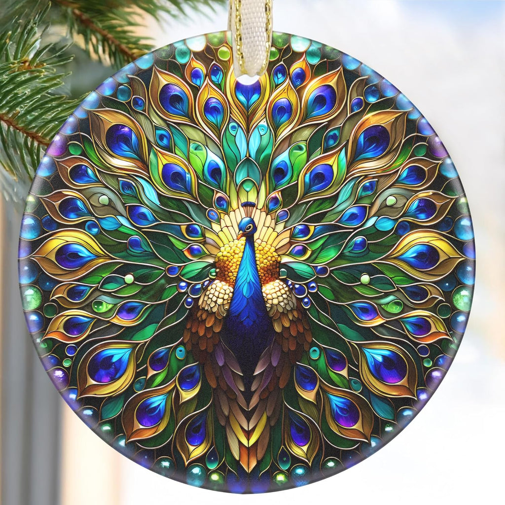 Peacock 2025 Christmas Ornament - Christmas Decoration, Round Ceramic Holiday Decor for Tree, Gift Idea & Exchange