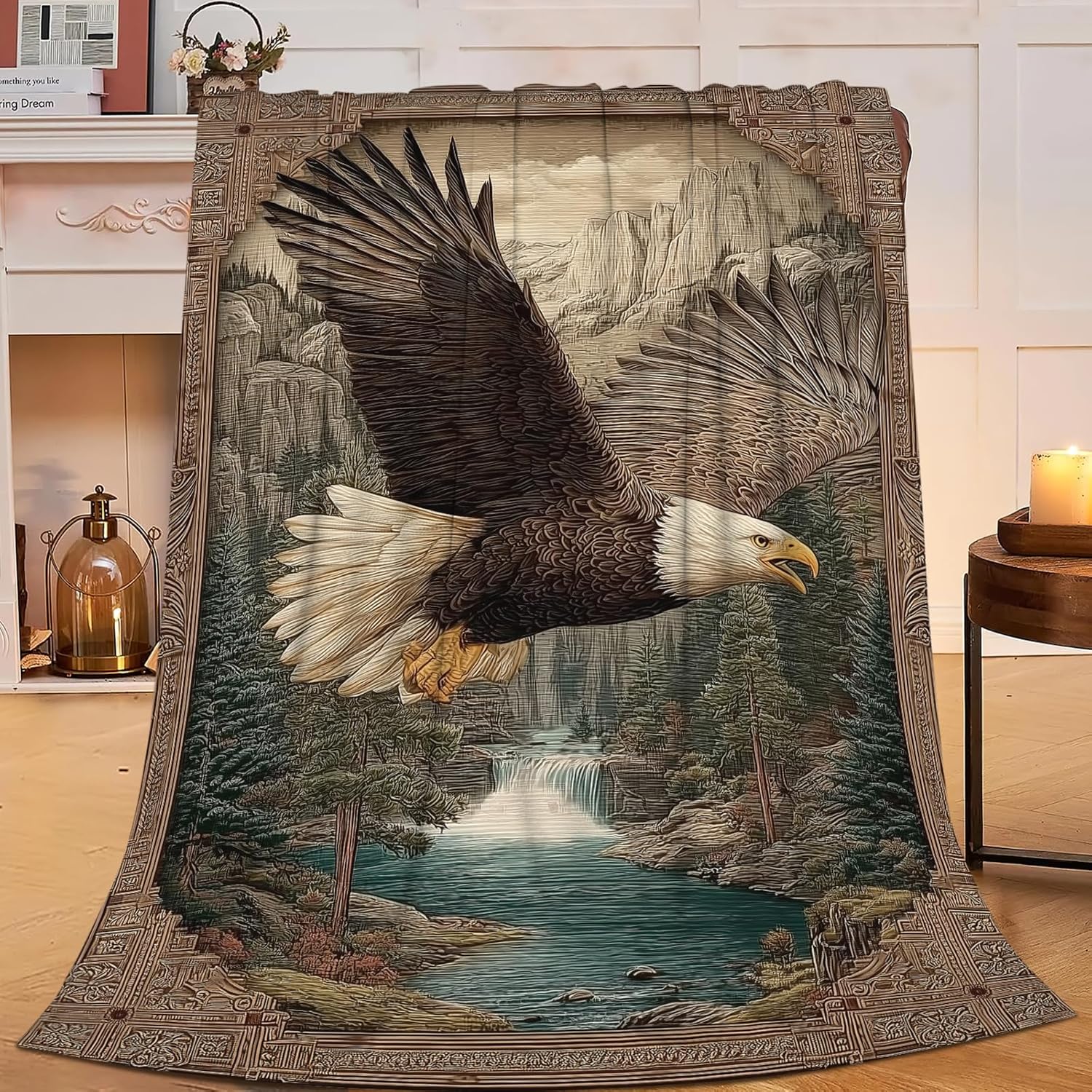 Bald Eagle Throw Blanket Eagle Stuff Gifts for Kids Girls Boys Adults Women Men Soft Cozy Warm Plush Fluffy Fuzzy Fleece Blanket Decor 40''X50''