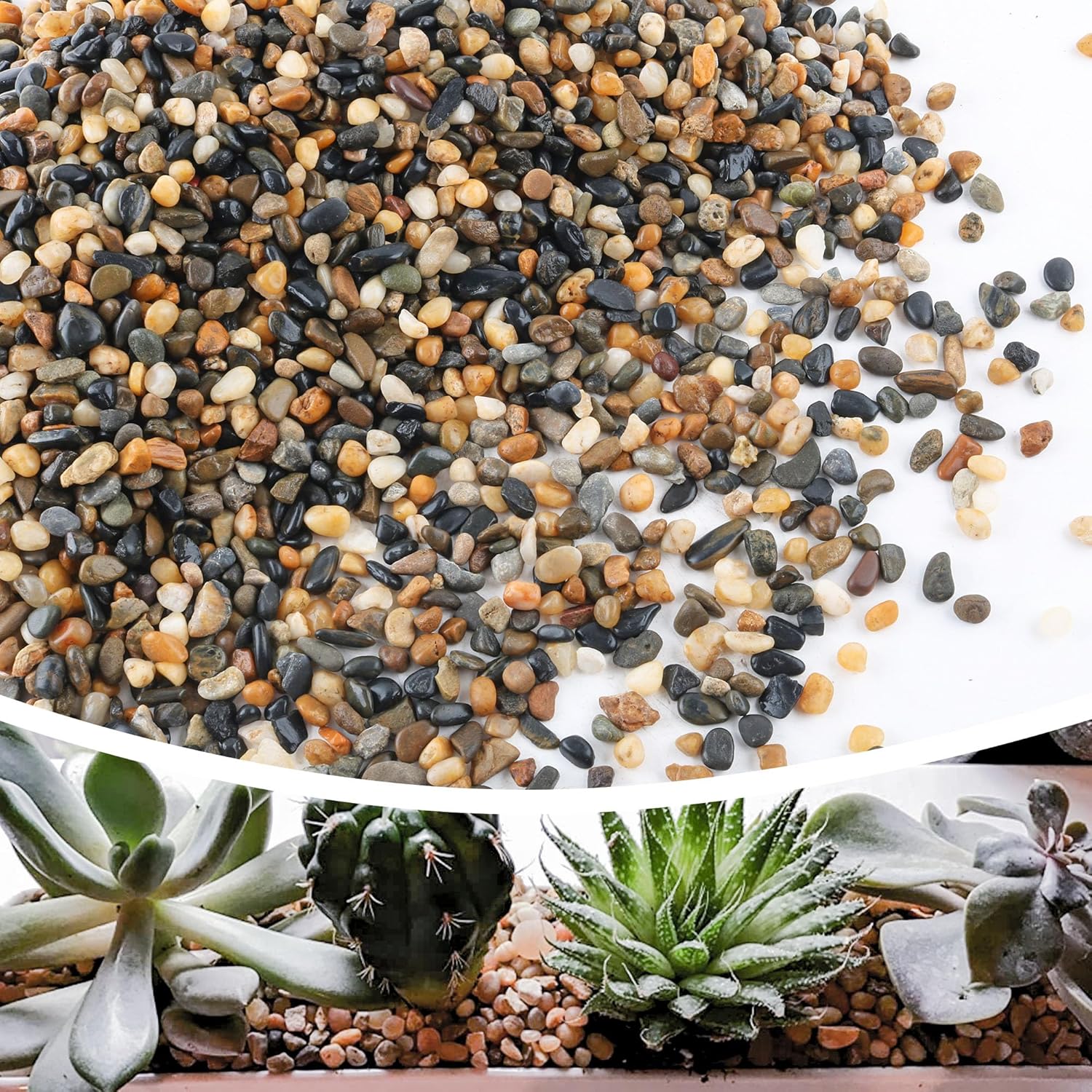 7lb 1/4" Polished Pebbles for Plants Potting,Succulents Aquarium Fish Tank Vases-Decorative River Rocks Garden Gravel Stones