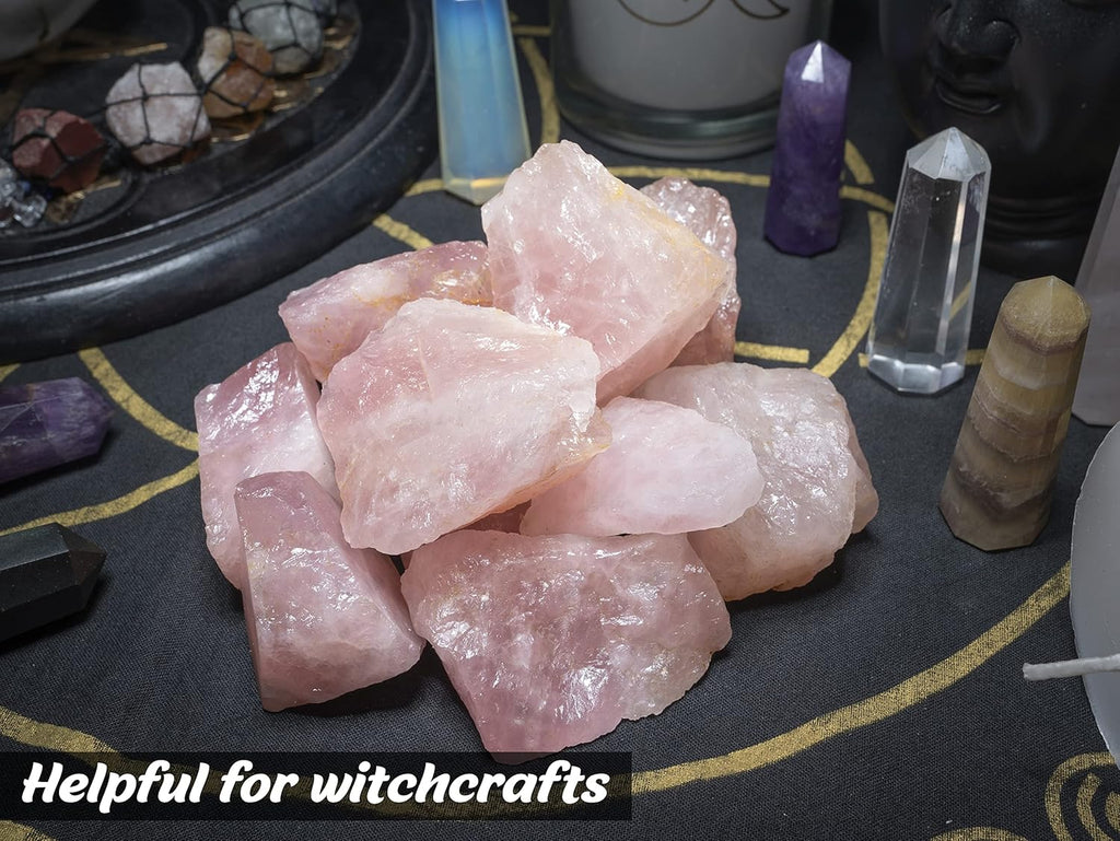 Crocon 2LB Rose Quartz Rough Bulk Natural Stone Raw Stone Tumbling Cabbing Polishing Mining Chakra Balancing Meditation Reiki Healing Good Luck Home Office Decor