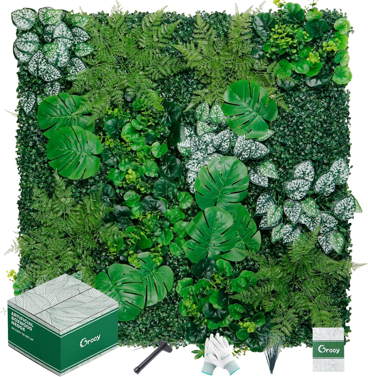 Artificial Boxwood Panels, Grass Wall Panels 8 Pack 20"x20",Privacy Hedge Fence Screen with UV Protection,Fake Greenery Backdrop for Indoor Wedding Decoration and Outdoor Garden Backyard