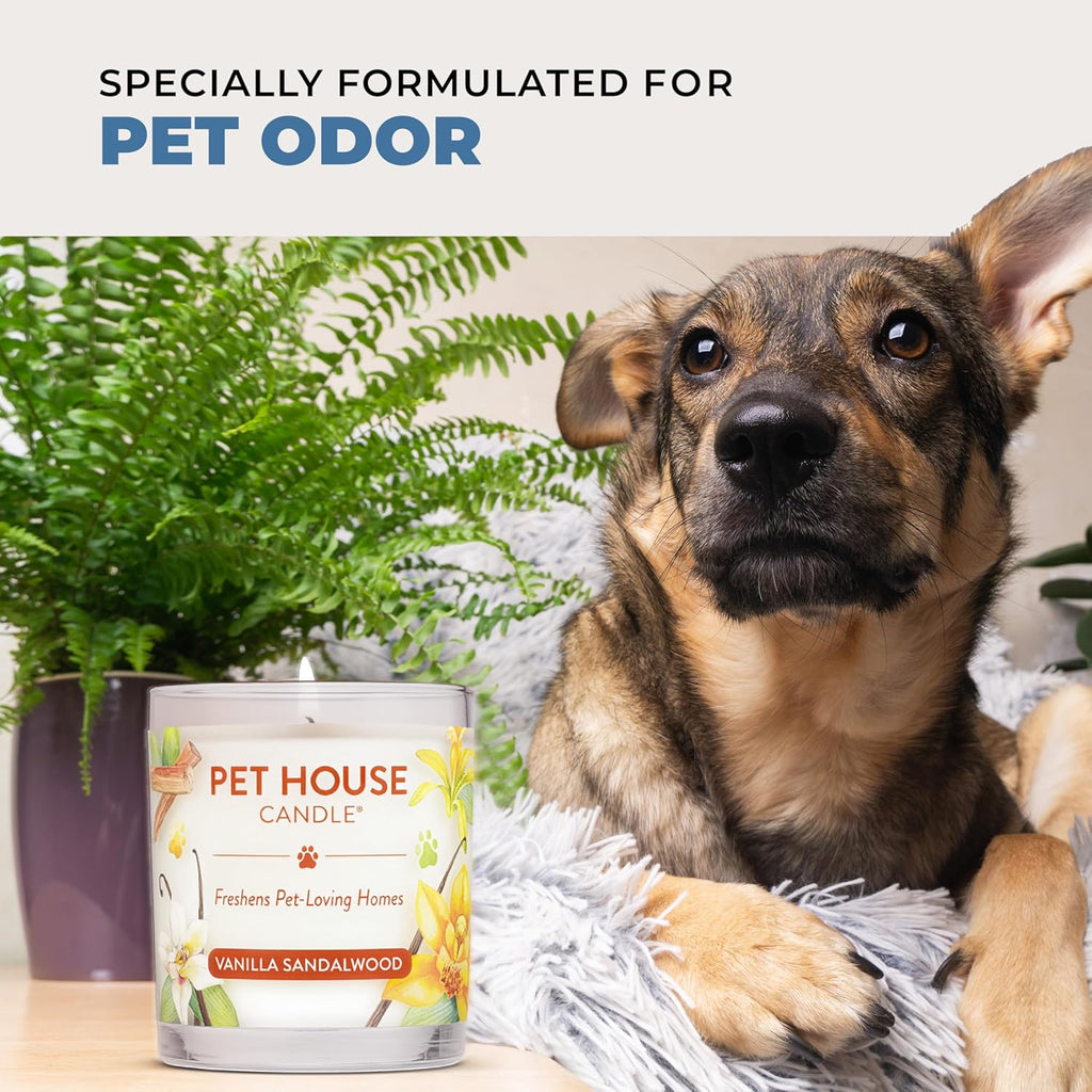 One Fur All Pet House Candle 2 Pack - Plant-Based/Soy - Clean Burning Scented, Long Lasting Pet Odor Candle for Home - Moonlight