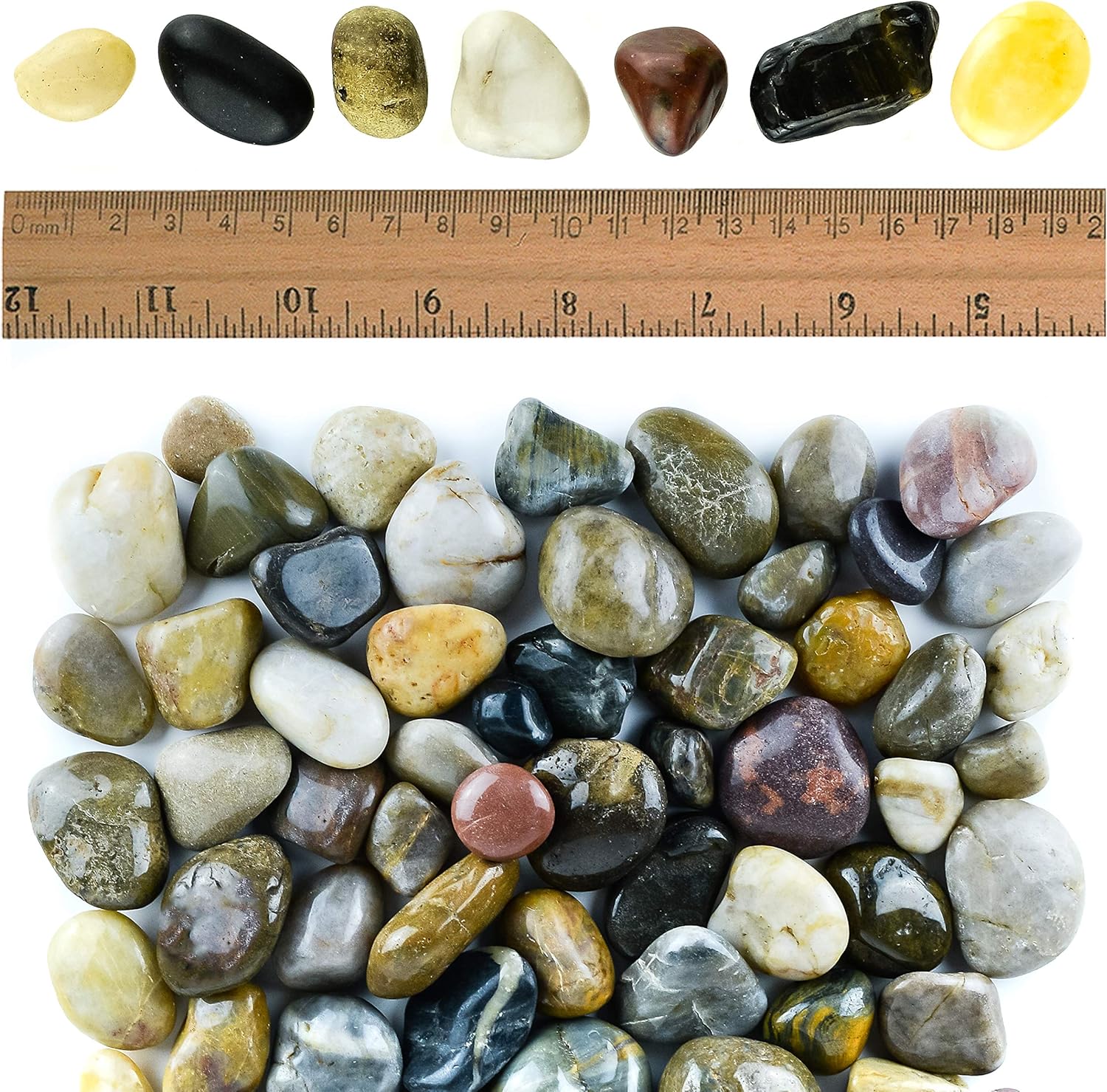 5 lbs Approx. 130 River Rocks Stones for Plants Pebbles for Indoor Plants | Aquarium Fish Tank Rocks | Polished Decorative Rocks for Vases (0.8-1.6 Inches)