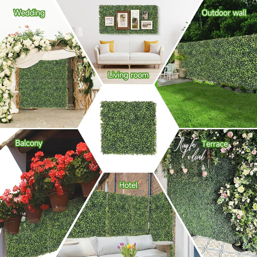Artificial Grass Wall Panels, 12 PCS 20x20 inch Boxwood Hedge Wall Panels with 100 Zip Ties, Boxwood Panels Backdrop for Outdoor Indoor Decorative Garden Fences Backyard Patio Privacy Hedge