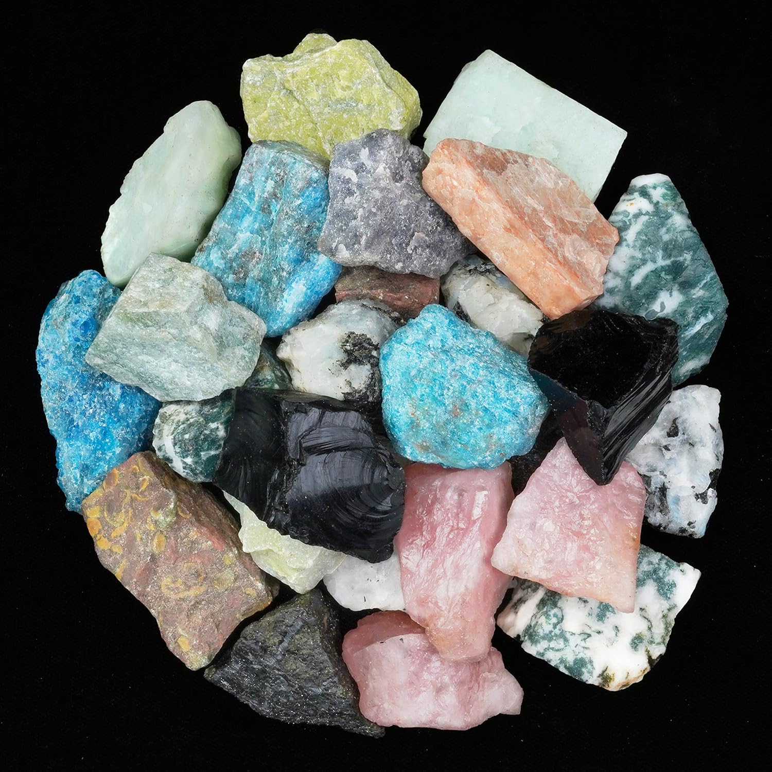 Crocon 2LB Mixed Assorted Rough Exotic Rough Bulk Natural Stone Raw Gemstone Tumbling Cabbing Polishing Mining Chakra Balancing Reiki Healing Good Luck Home Office Decor