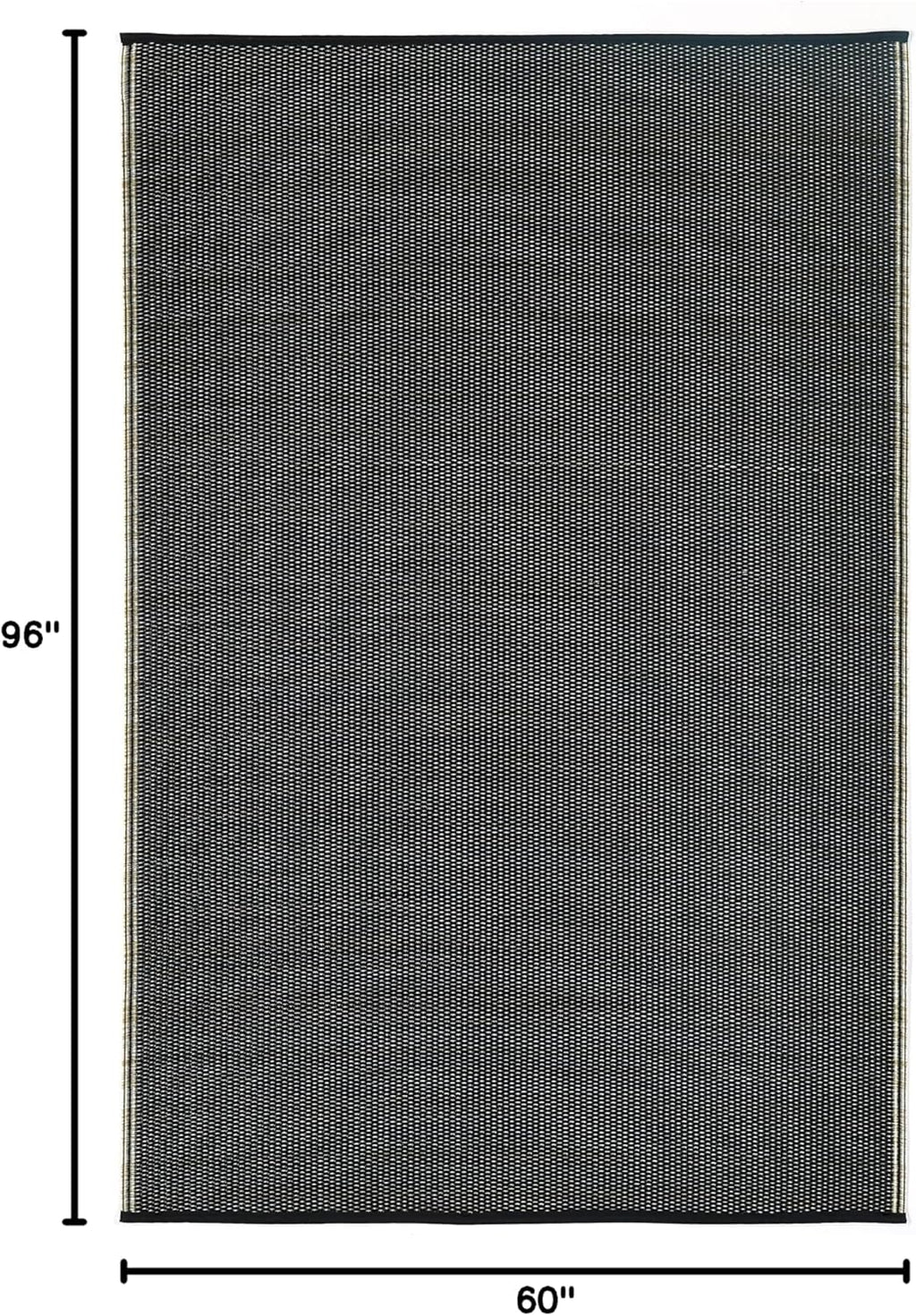 Fab Habitat Outdoor Rug - Waterproof, Fade Resistant, Crease-Free - Premium Recycled Plastic - Neutral Striped - Patio, Porch, Deck, Balcony - Cancun Shadow - Sand & Black - 5 x 8 ft