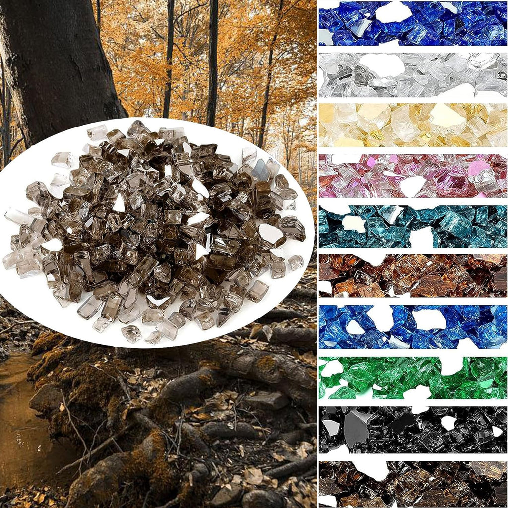 Onlyfire 10 pounds Fire Glass for Propane Fire Pit and Gas Fireplace, 1/2 NCH Reflective Firepit Glass Rocks for Fire Pit Table and Fire Bowl, High Luster Bronze