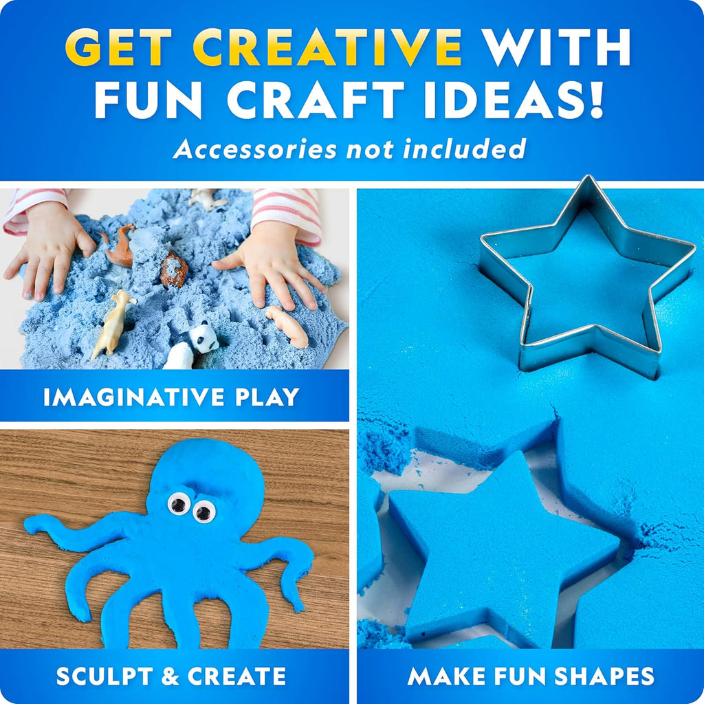 National Geographic Moon Sand - 24 Lb. Bulk Play Sand Kit with 6 Castle Molds (Blue) - A Fun No Mess Sensory Activity, Kids Fake Sand Play Set, Sensory Bin Filler