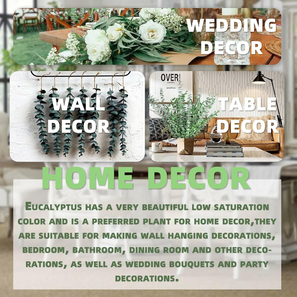 3kinds Natural Eucalyptus Stems 36PCS - 17inch Eucalyptus Set for Shower Bundle Real Eucalyptus Leaves Branches Vase Filler, Dried Flowers Arrangement Home Decor Wedding Decor