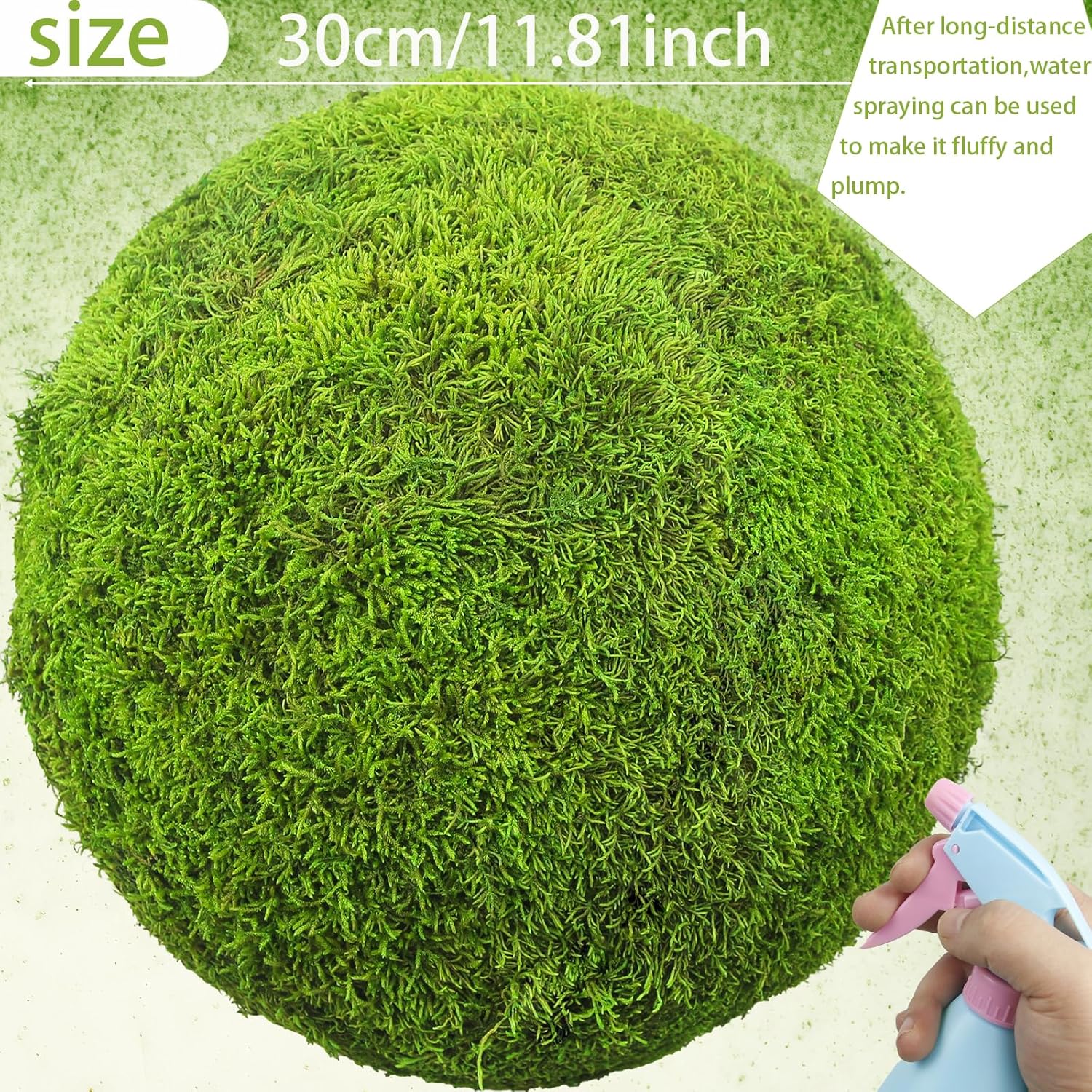Artificial Plant Topiary Balls 11.81" Moss Balls Decorative Faux Dried Moss Balls Large Green Artificial Balls for Outdoors Patio Garden Balcony Backyard Indoor Home Wedding Party Decor