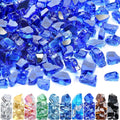 GasSaf 1/2 Inch Fire Glass Reflective Tempered Fireglass Cut Crushed FireGlass for Fire Pit, Fireplace, Replaces Existing Gas Logs & Lava Rocks (20 Pound)(Cobalt Blue Reflective)